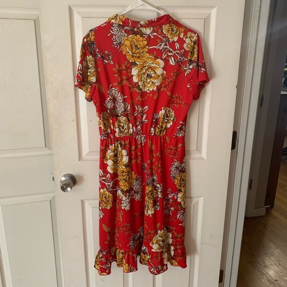 Carol Rose Red Floral Summer Dress - Picture 2 of 5